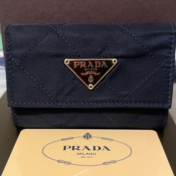 Prada Handbags - Prada Midnight Blue Nylon Quilted Key Holder